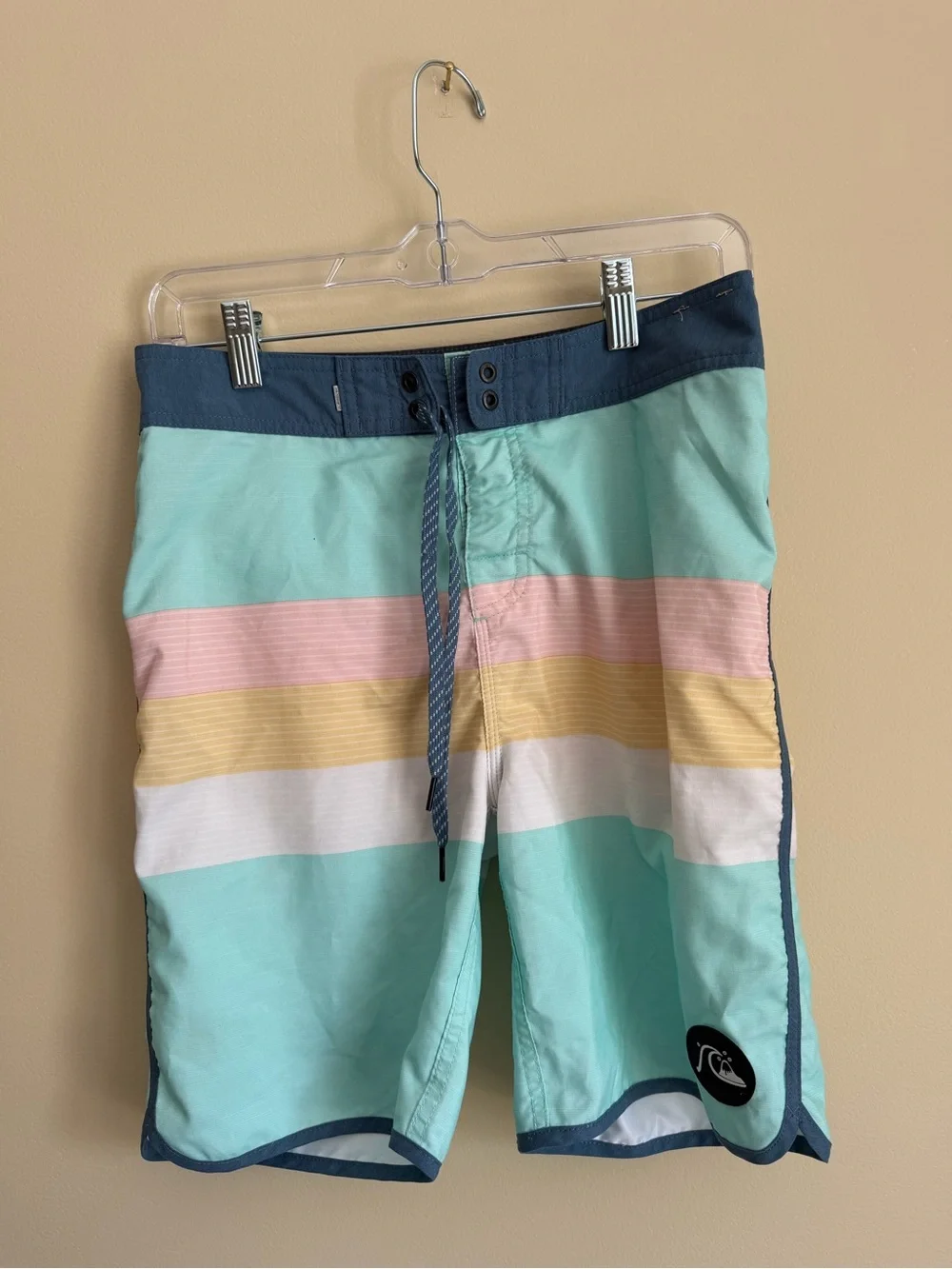 Quiksilver Mint and Navy Pastel Stripe Board Shorts